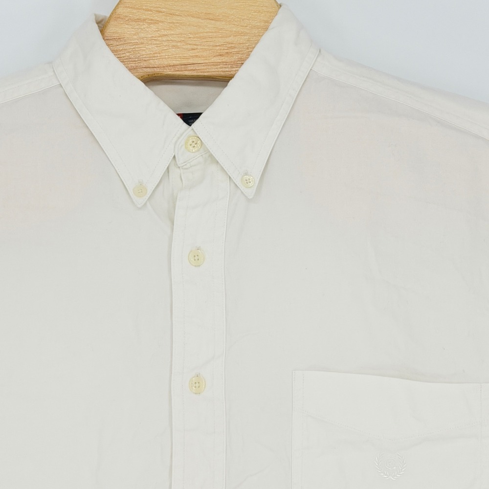 Ralph Lauren Button Down Shirt Men L Cream White Vintage Pocket Crest Chaps Prep